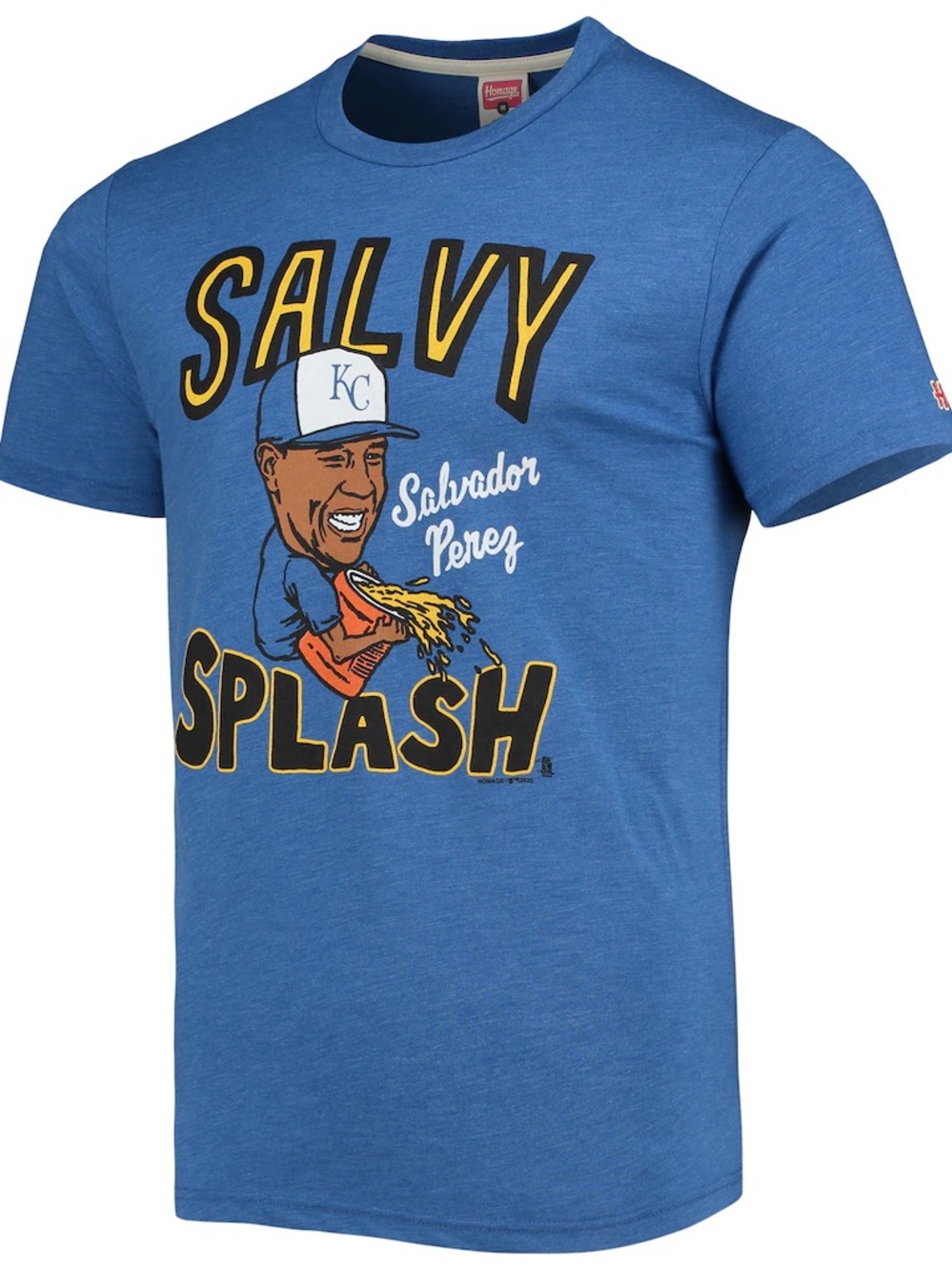 Homage Salvy Splash Salvador Perez Kansas City Royals Blue Graphic Tee Medium